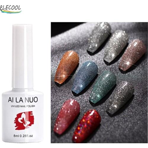 ELECOOL Nail Art Gel Nail Polish Glitter Paint Hybrid Varnishes Shiny Top Base Coat For Nails Set Semi Permanent For Manicure
