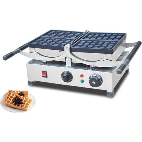 Electric Rotating Type Waffle Maker Machine Stainless Steel Muffins Pan Maker Commercial Classical Square Waffle Baker Machine