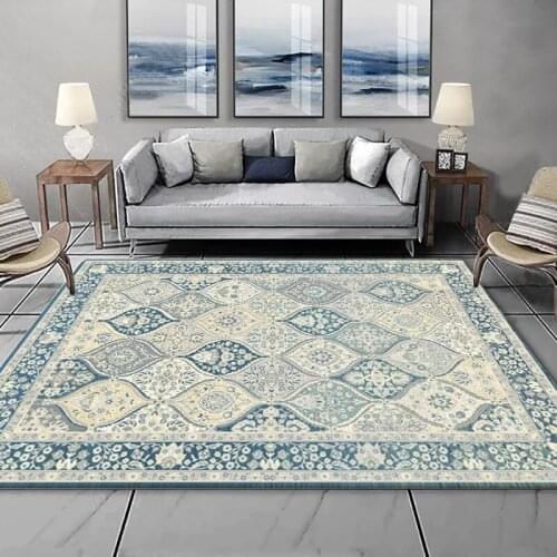 European Persian Retro Carpets For Living Room Ethnic Style Geometric Print Rugs For Bedroom Anti-Slip Home Bedside Floor Mat
