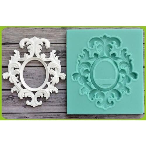 LXYY Mould High-end Custom Fondant Silicone Moulds Cake Dry Pace Art Vintage Frame Gem Molds