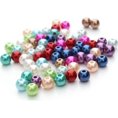 100 Pcs/lot 6mm Simulated Pearl Loose Beads Black White Red Green Colorful Round Beads for Jewelry Making DIY Accessories