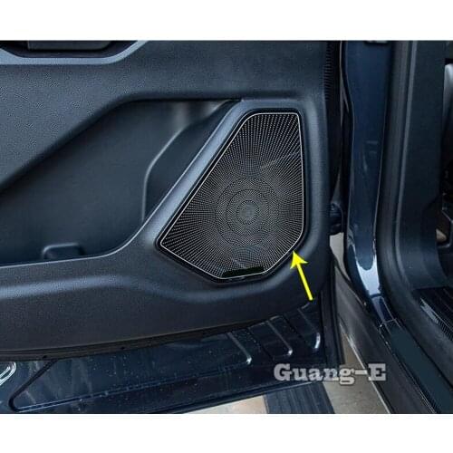 Car Cover Body Door Stick Inside Audio Speak Sound Cover Ring Circle Trim Frame Parts 4pcs For Ford Explorer U625 2019 2020 2021