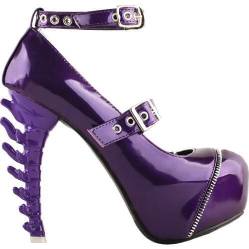LF80681 SHOW STORY Women Sexy Zipper Buckle Ankle Strap Mary Jane Bone Heels Platform Pumps