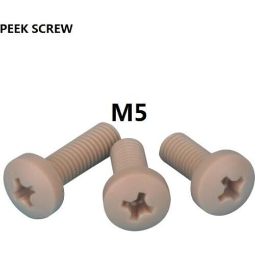 M5 anti-corrosion PEEK screw corrosion resistance PEEK bolt Cross round head screw cup head serew polyether-ether-ketone