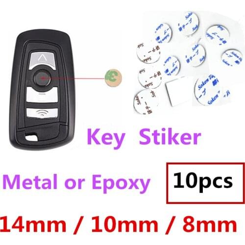 10pcs 8mm 10mm 14mm Metal Epoxy Car Key Logo Badge Decal Emblem Sticker For Opel Infiniti Alfa Rome Kia Auto Accessories