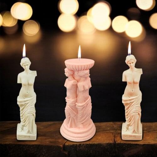 DIY Candle Making Kit Roman Column Silicone Mold Medusa Venus Goddess Aromatherapy Human Body Plaster Mold Cake Decorating Tools