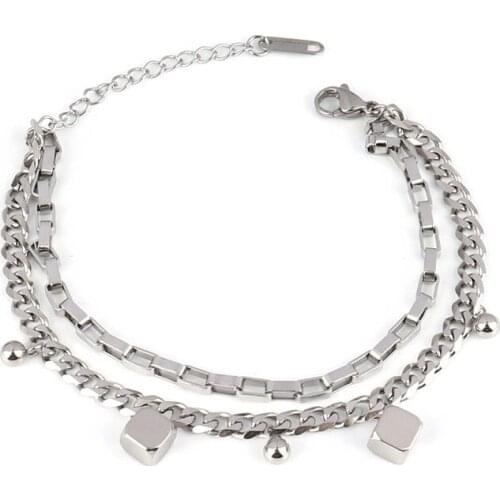 Punk Stainless Steel Bracelet For Women coin Pendant Thick Chain Bracelet Charm bracelets Party Jewelry Gift friends