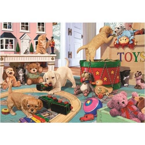 At Jigsaw Puzzle 260 Naughty Dogs Playing Family Games Education Toys Adult Sublimation Blanks Montessori Baby Kids Minifigures