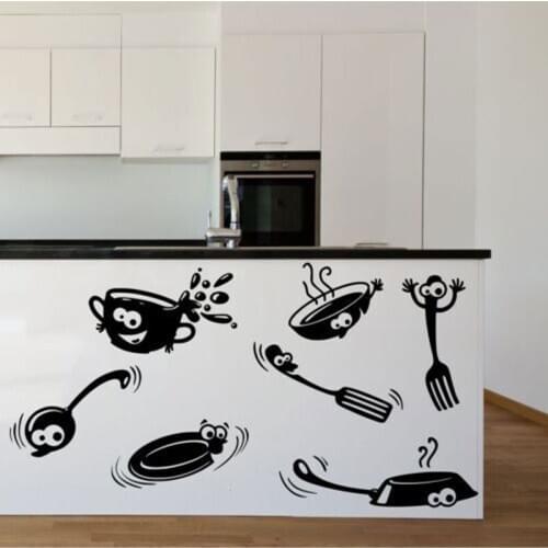 Personalized Cartoon Kitchenware Cutlery Icon Vinyl Sticker Kitchen Restaurant Home Decor Wall Sticker CF21