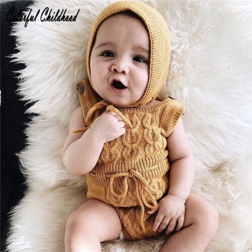 Casual Newborn baby boy/girls jumpsuit cotton knitted romper sleeveless outfit children clothes 0-24m