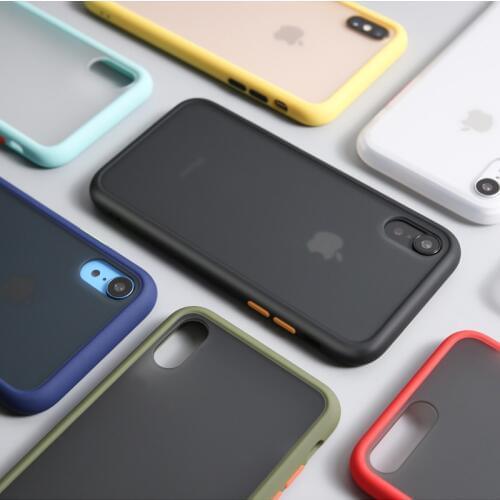 Shockproof Matte Phone Case For iPhone X XR XS 11 12 mini Pro Max 6 6s 7 8 Plus SE 2020 Bumper Silicone edge Back Phone Cover