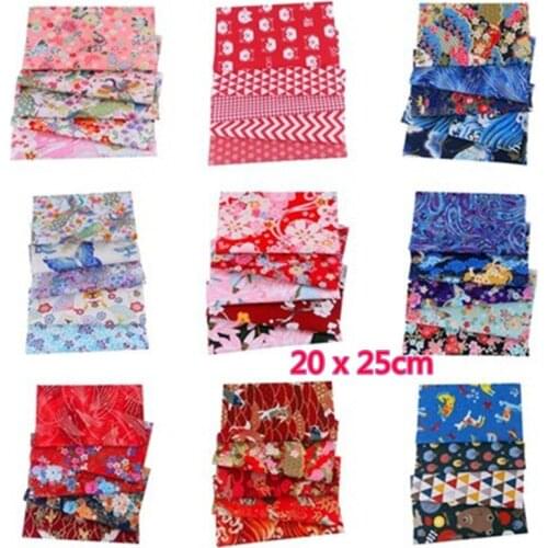 20x25cm Bronzed Floral Printed Cotton Fabric Patchwork Bundles Plain Tissue Cloth DIY Handmad Dolls Bags Quilts Accessories 5PCS