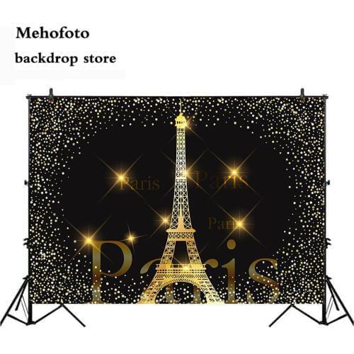 Mehofoto Paris Eiffel Tower Romantic Photo Booth Background Valentines Day Photography Backdrop Shinning Bokeh Backdrop 360