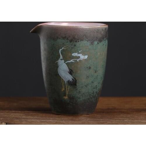 Manual Vintage Kiln Huan Cai Crane Gong Dao Bei Large Ceramic Gong Bei-cha Qi Uniform Cup Kung Fu Tea Accessories Tea Infusers