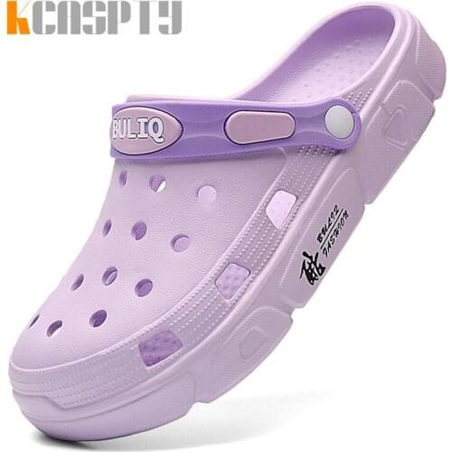 KCASPTY Brand Mens Sandals Womens Summer Non-slip New Hole Shoes Female Clogs EVA Garden Shoes Suitable Beach Flat Male Slippers