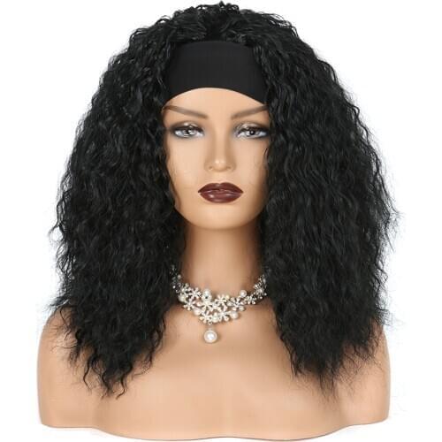 Amir Afro Kinky Curly Headband Wig Puffy Thick Syntheic Wigs For Black Women Heat Resistant Black Brown Brazilian Scarf Wig