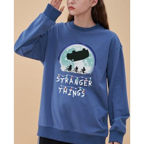 Movie Stranger Things Printed Womens Sweatshirt Cartoons Loose Hoodie Harajuku Fleece Hoodies Fashion Crewneck Sportswear Unisex