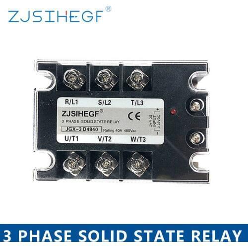 Three Phase JGX-3 4840DA Solid State Relay SSR with for 3phase 40A SSR 3-32VDC 24-480AAC with REX -C100 Temperature Controller