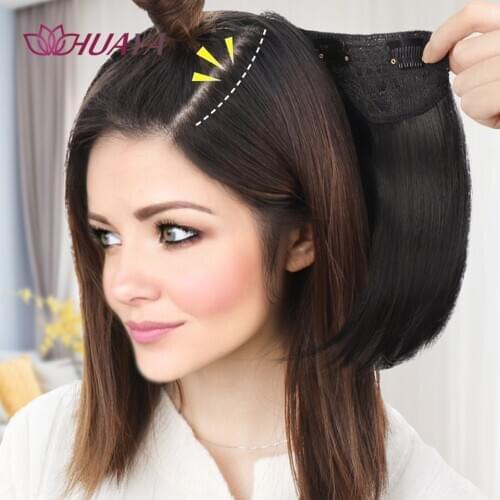 HUAYA One Piece U Hair Pads Top Seamless Invisible Hair Piece Thickened Wig Root Pad High Synthetic Straight Hair Extension Clip