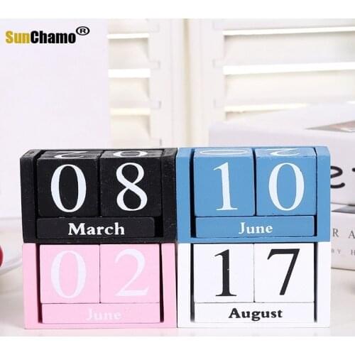 Vintage Wooden Advent Table Desk Calendar Wood Block Planer Permanent Desktop Organizer Agenda Christmas Calendar Decorations