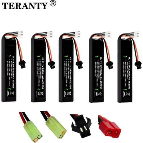 TERANTY 5PCS Water Gun Lipo Battery 3S 11.1V 2000mAh 30C 452096 for AKKU Mini Airsoft BB Air Pistol Electric Toys Guns RC Parts