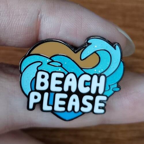 Save Our Seas Beach Please Enamle Pins Glitter Kavaii Wave Series Badge