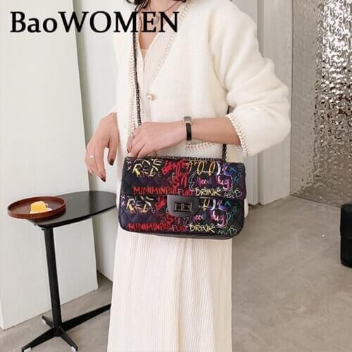 BaoWomen Bags For Women Graffiti Printed Shoulder Luxury Brand Travel Bags Women Chain Handbags Ladies Purses and Handbags New