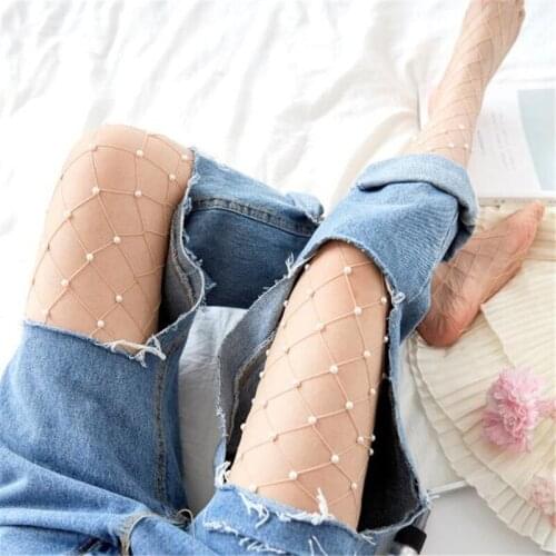 1 PC Pearl women Stocking 2018 Fashion sexy thin pantyhose Mesh Stretch Tights fishnet stockings club party hosiery Bodystocking