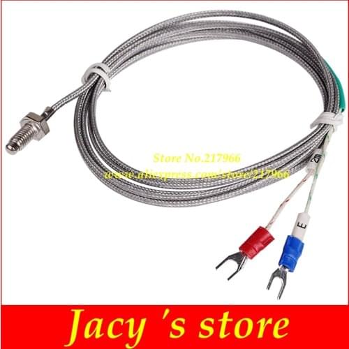10PCS/LOT M6 screw thermocouple temperature probe K type E type J type metal shielded wire high thermocouple temperature sensor
