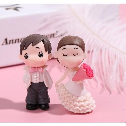 2pcs/set Romanic Lover Couple Marry Me Figurines Miniature Craft Ornament Fairy Valentines Day Gift Home Garden Decoration