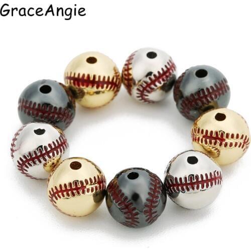 2Pcs Copper Baseball Beads For Brands Bangle Cuff Bracelet Jewelry Findings Handmade Lover Gift DIY Copper Metal Man Wristband