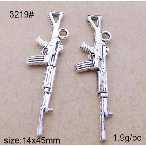 25pcs 45*14MM Antique Silver Alloy Machine Gun Charms Pendant Jewelry Findings
