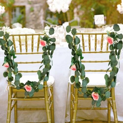 2m Artificial Eucalyptus Greenery Leaves Vines Rattan Fake Wedding Party Hanging Garland Ivy Wreath Wall Decorations Simulations