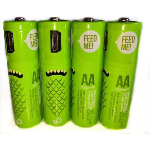 4pcs/lot Hot new product 1.2V 1000mAh AA rechargeable battery USB Ni-MH rechargeable battery