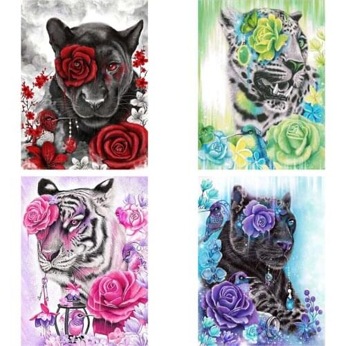 Diy 5d Full Diamond Painting Animal Embroidery Square Round Drill Rose Tiger Mosaic Furniture Cross Stitch Handmade Hobby Gift