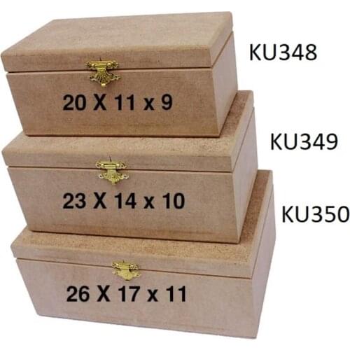 KU350 Large Rectangle Clip-On Box, Unpainted Raw Wood Mdf Box