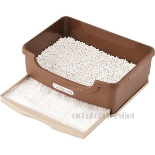Large Resin Cat Litter Box with Shovel Drawer Type Anti-splashing Cat Litter Basin Cat/ Dog Toilet Layered Deodorant 41x31x15 Cm