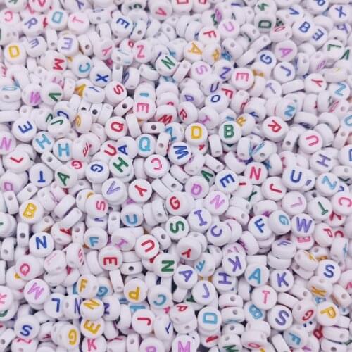 20Pcs 10mm White Colorful Letter Loose Beads For Jewelry Making DIY Candy Color Necklace Bracelet Pendant