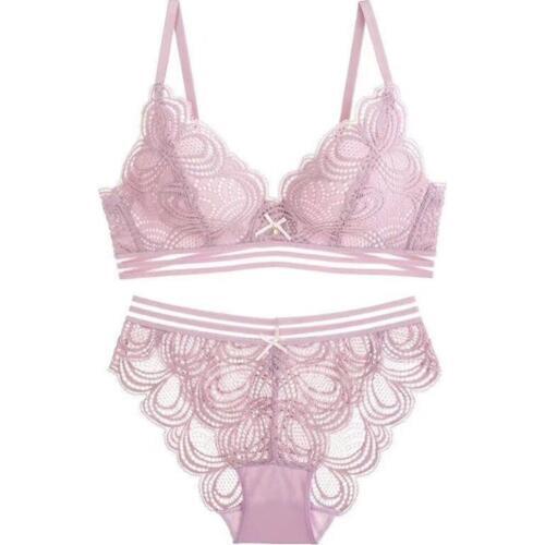 Black Sexy Bra Sets Triangle Thin Cup Floral Bras for Women Green Underwear Fashion Lady Wireless Lace Lingerie Bra Briefs Set