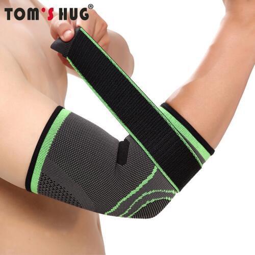 Toms Hug Brand Bandage Elbow Support Pad Knee Sleeve Protect 1 Pair Adjustable Sport Outdoor Cycling Gym Elbow Guard Brace Warm