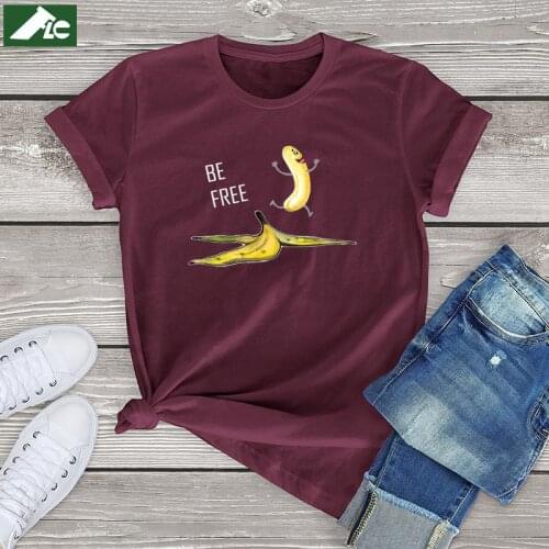 Be Free Banana T Shirt Women Clothing Funny Costume Naked Banana Graphic Shirts Blouses Unisex Tees Harajuku Tops Funny Gifts