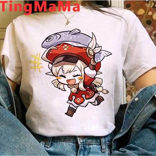 Genshin Impact Keqing top tees t-shirt male white t shirt vintage kawaii grunge 2021 summer top top tees vintage streetwear