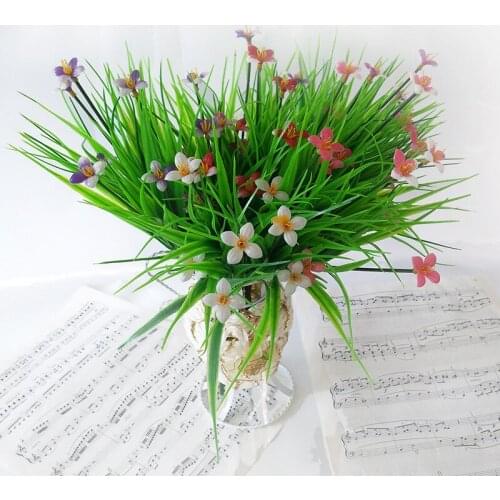 Artificial Plants Faux Plastic Wheat Grass Star Flower Shrubs Simulation Greenery Bushes Indoor Outside Home Garden Decor