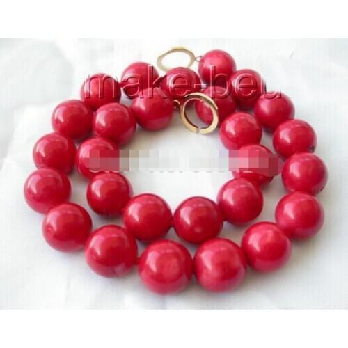 +++317 Amazing WOW big 16MM ROUND natural RED CORAL BEADS necklace