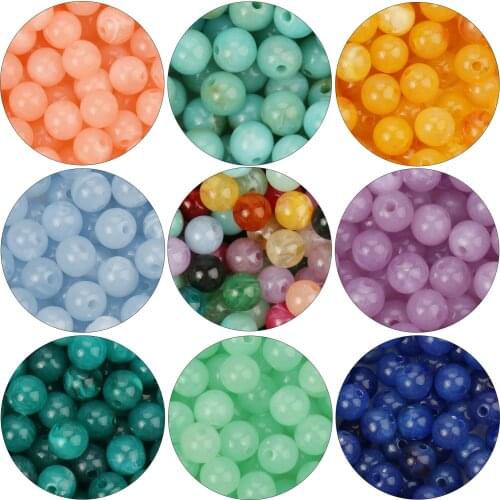6 8 10 mm Imitation Natural Stone Round Acrylic Beads Clouds Effect Beads For Jewelry Making Bracelet Necklace DIY Accessories