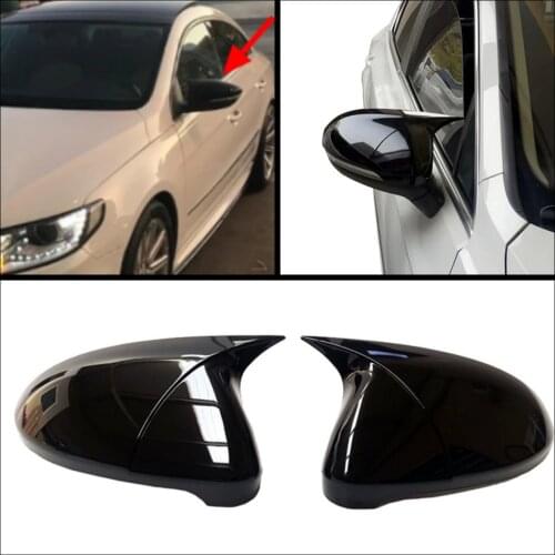 2 Pieces High Quality ABS Plastic Bat Style Mirror Covers Caps RearView Mirror Case Cover Piano Black For Volkswagen CC Passat