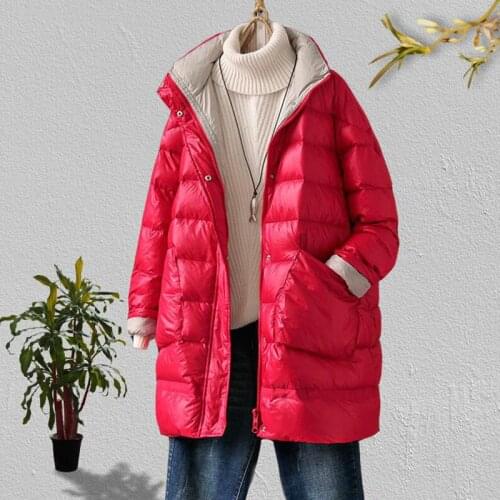 Winter Women Jacket 2020 New 90% Ultra Light Down Jacket Loose White Duck Down Coat Long Warm Women Parkas Puffer Jacket