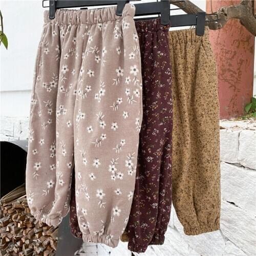 Baby Girl Leggings Stretch Elastic Waist Baby Girl Vintage Pant Kids Cotton New Winter Girls Plus Velvet Thickening 1-6 Years