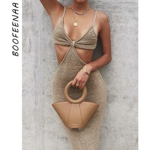 Summer Knitted Women Dress 2021 Maxi Elegant Sexy Party Backless Bodycon Dresses Spaghetti Strap Beach Female Robe Mujer