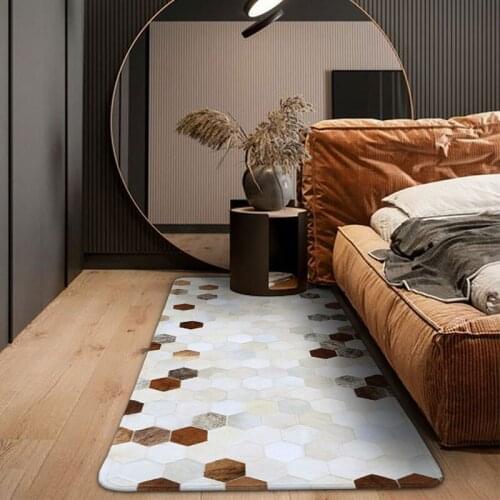 American style genuine cowhide patchwork runner rug , real leather bedside carpet new year decorative floor mat
